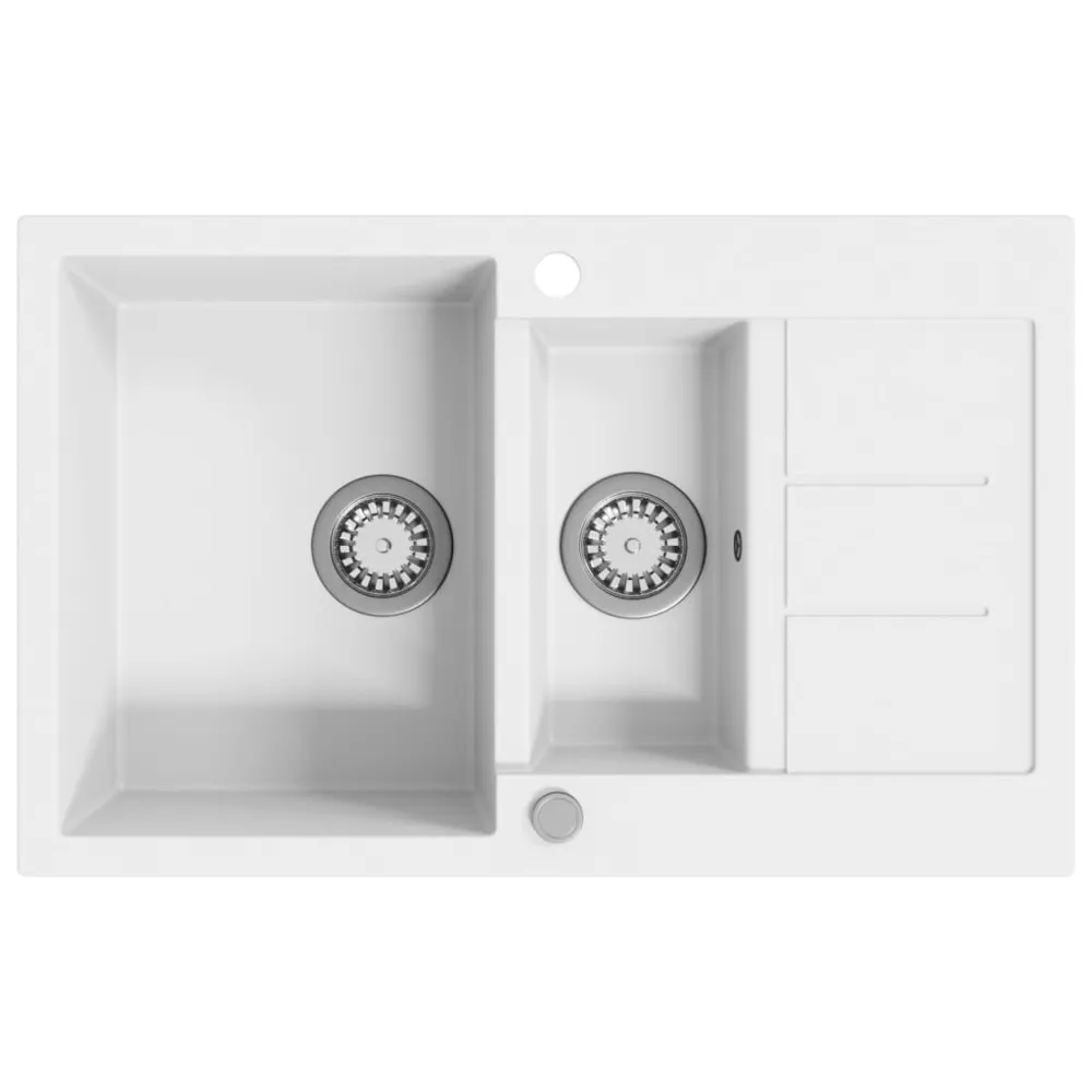 Évier de cuisine Granit Double lavabo Blanc