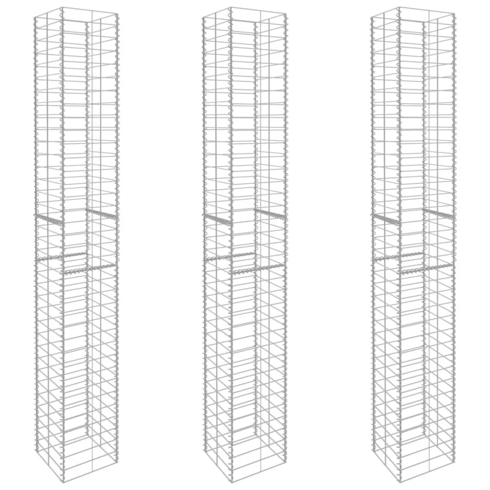 Paniers de gabion 3 pcs Acier galvanisé 25x25x197 cm