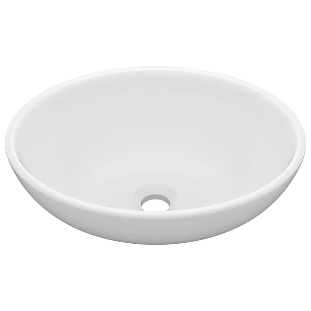 Lavabo ovale de luxe Blanc mat 40x33 cm Céramique