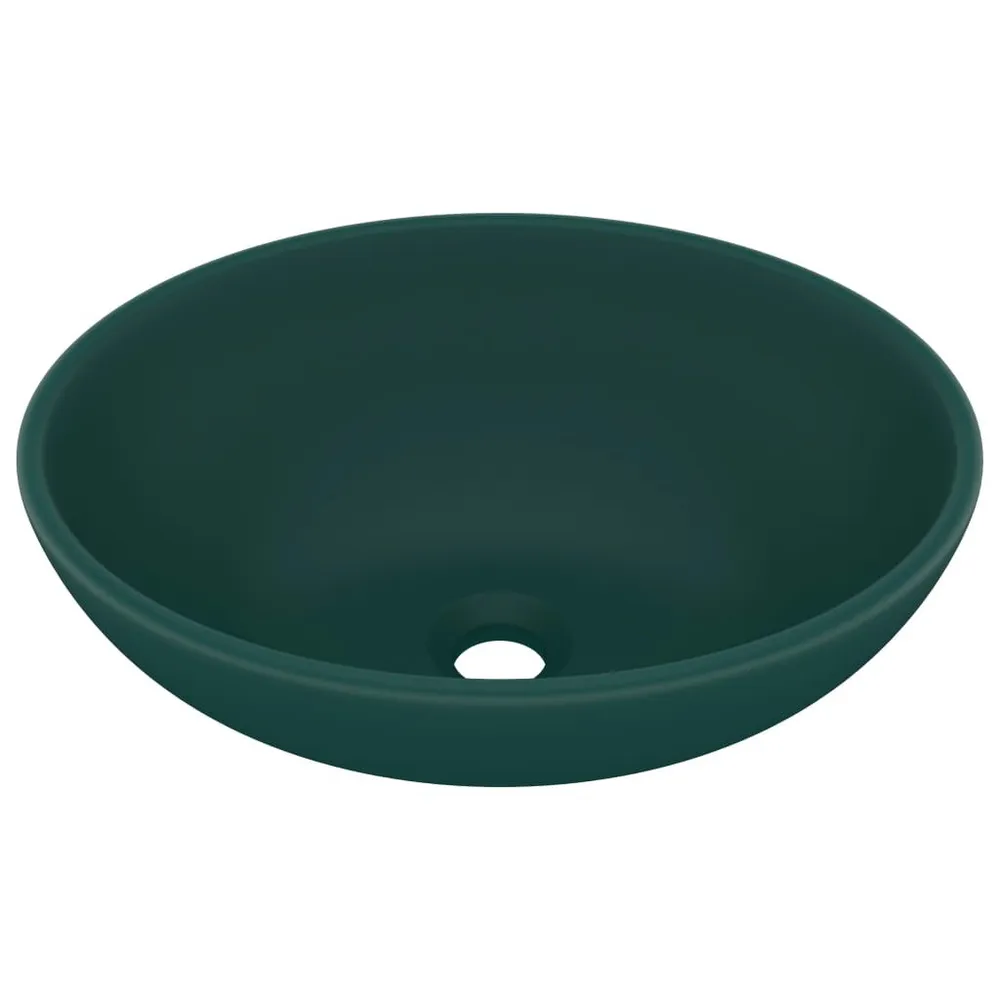 Lavabo ovale de luxe Vert foncé mat 40x33 cm Céramique