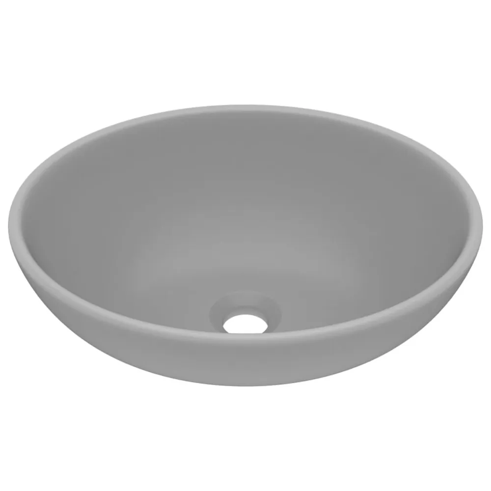 Lavabo ovale de luxe Gris évident mat 40x33 cm Céramique