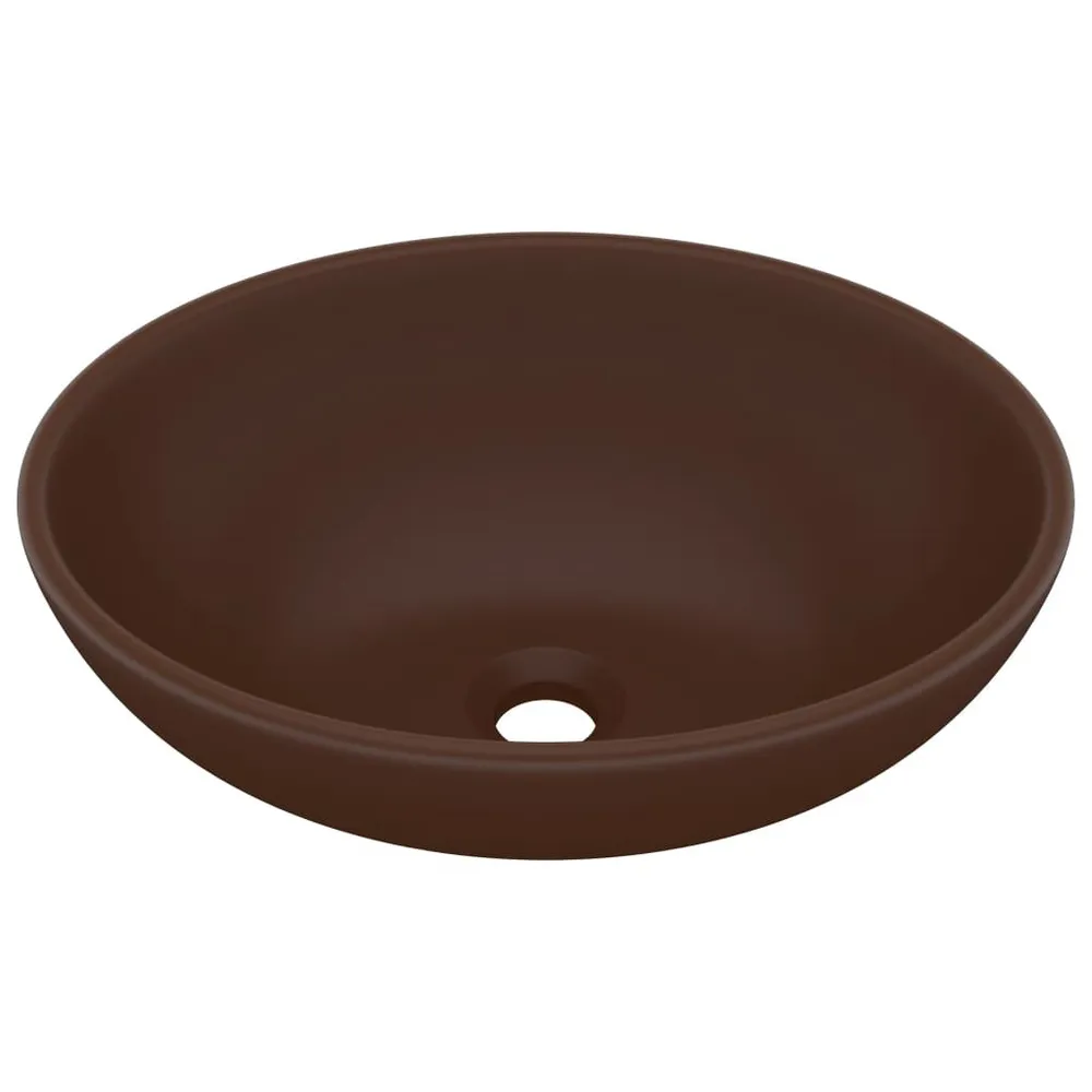 Lavabo ovale de luxe Marron foncé mat 40x33 cm Céramique