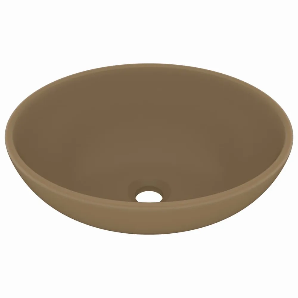 Lavabo ovale de luxe Crème mat 40x33 cm Céramique