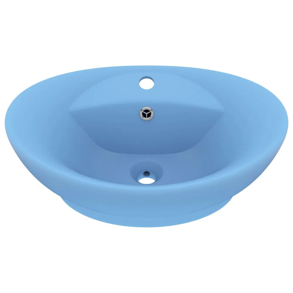 Lavabo ovale à trop-plein Bleu évident mat 58,5x39 cm Céramique