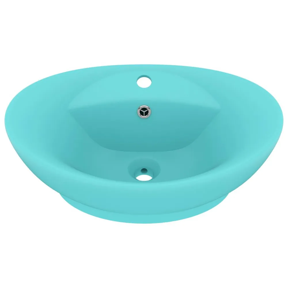 Lavabo ovale à trop-plein Vert évident mat 58,5x39 cm Céramique