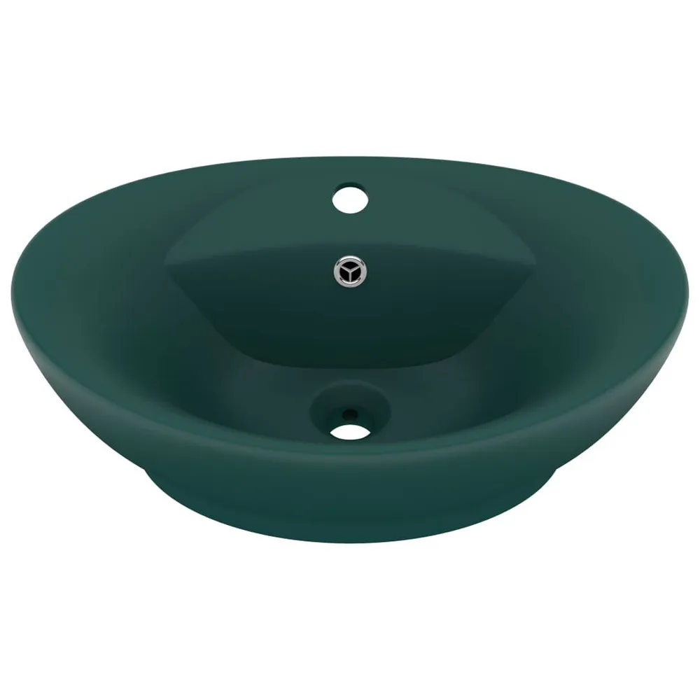 Lavabo ovale à trop-plein Vert foncé mat 58,5x39 cm Céramique