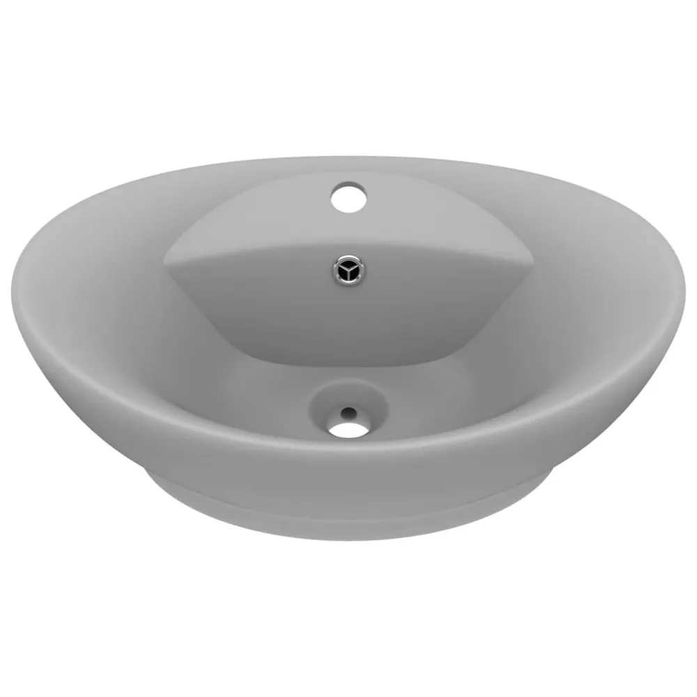 Lavabo ovale à trop-plein Gris évident mat 58,5x39 cm Céramique