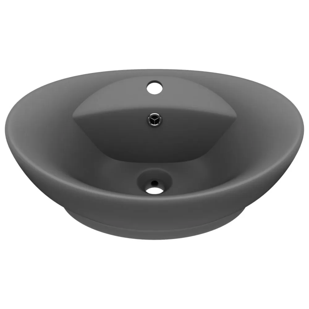 Lavabo ovale à trop-plein Gris foncé mat 58,5x39 cm Céramique