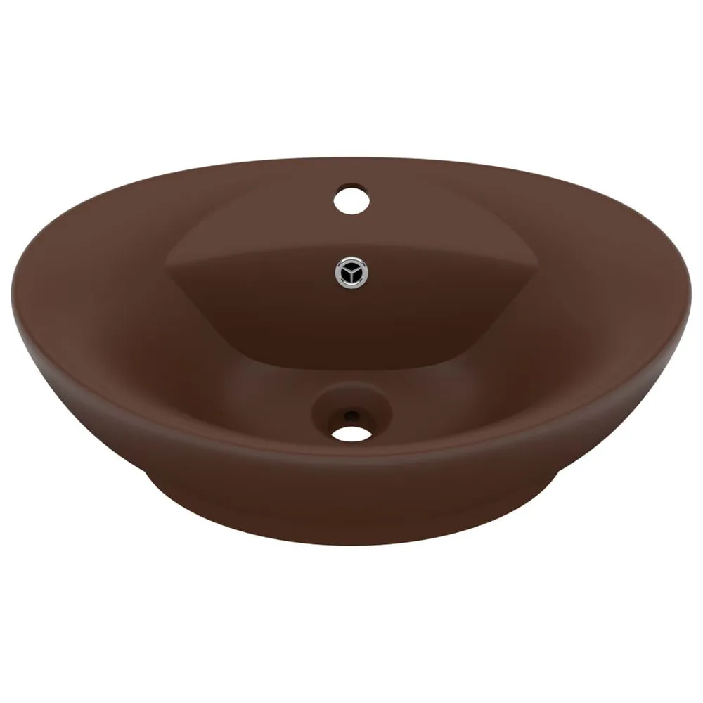 Lavabo ovale à trop-plein Marron foncé mat 58,5x39 cm Céramique