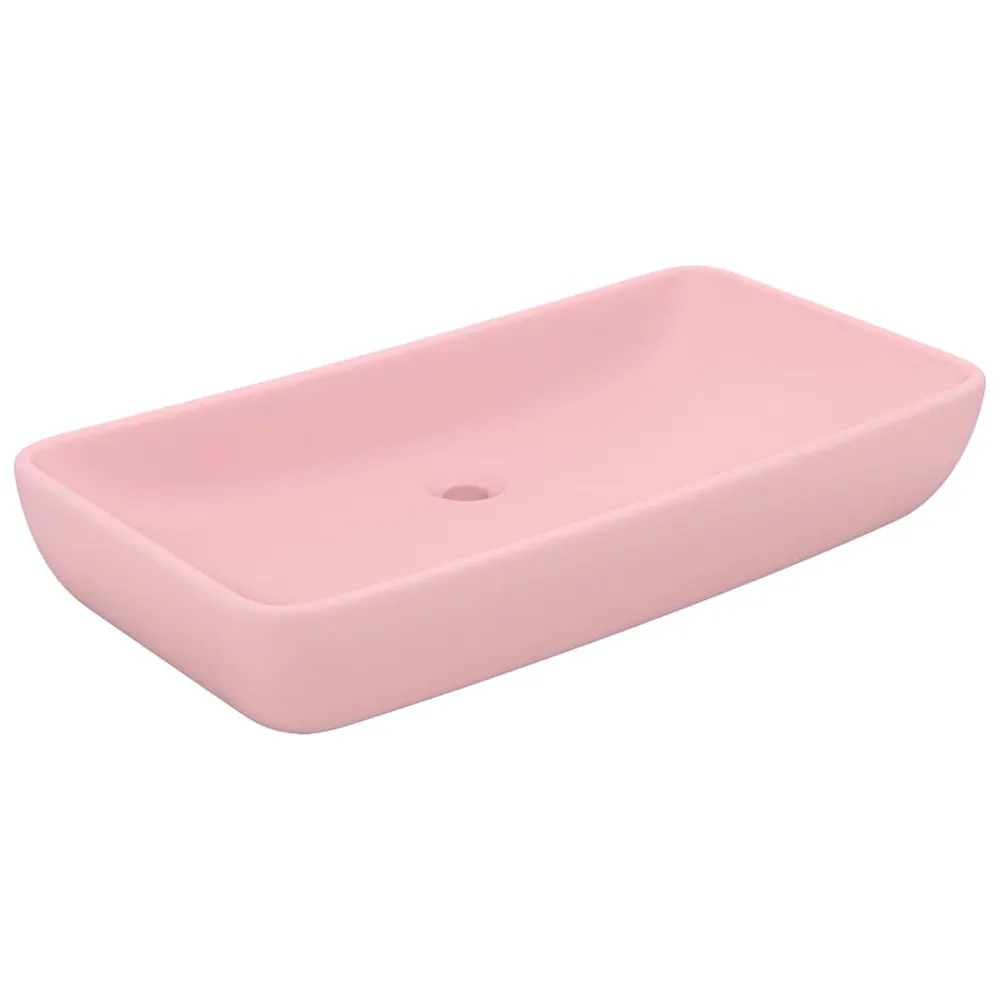 Lavabo de luxe rectangulaire Rose mat 71x38 cm Céramique