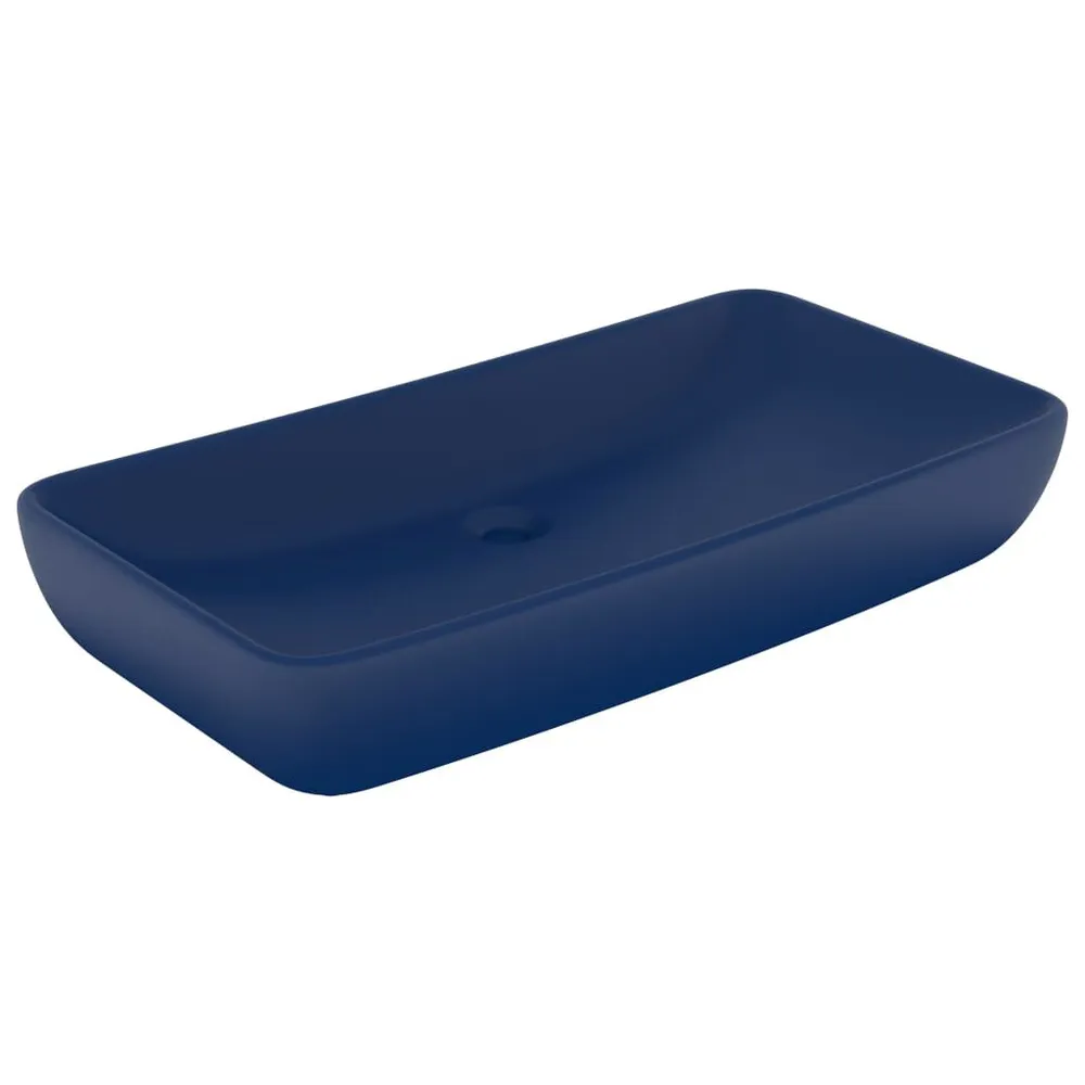 Lavabo de luxe rectangulaire Bleu foncé mat 71x38 cm Céramique