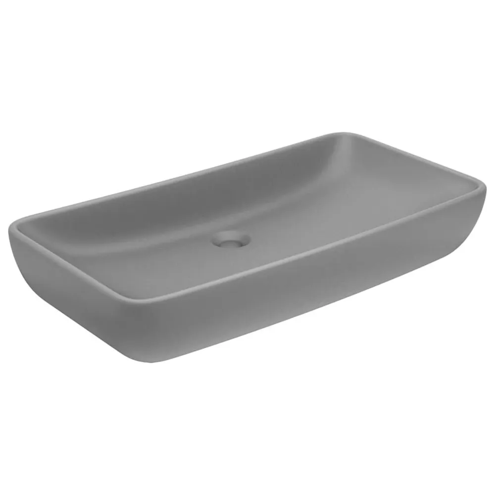 Lavabo de luxe rectangulaire Gris évident mat 71x38 cm Céramique