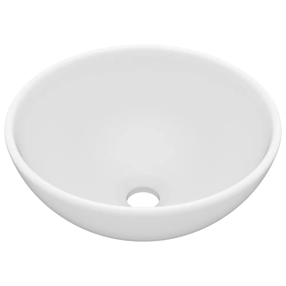 Lavabo rond de salle de bain Blanc mat 32,5x14 cm Céramique