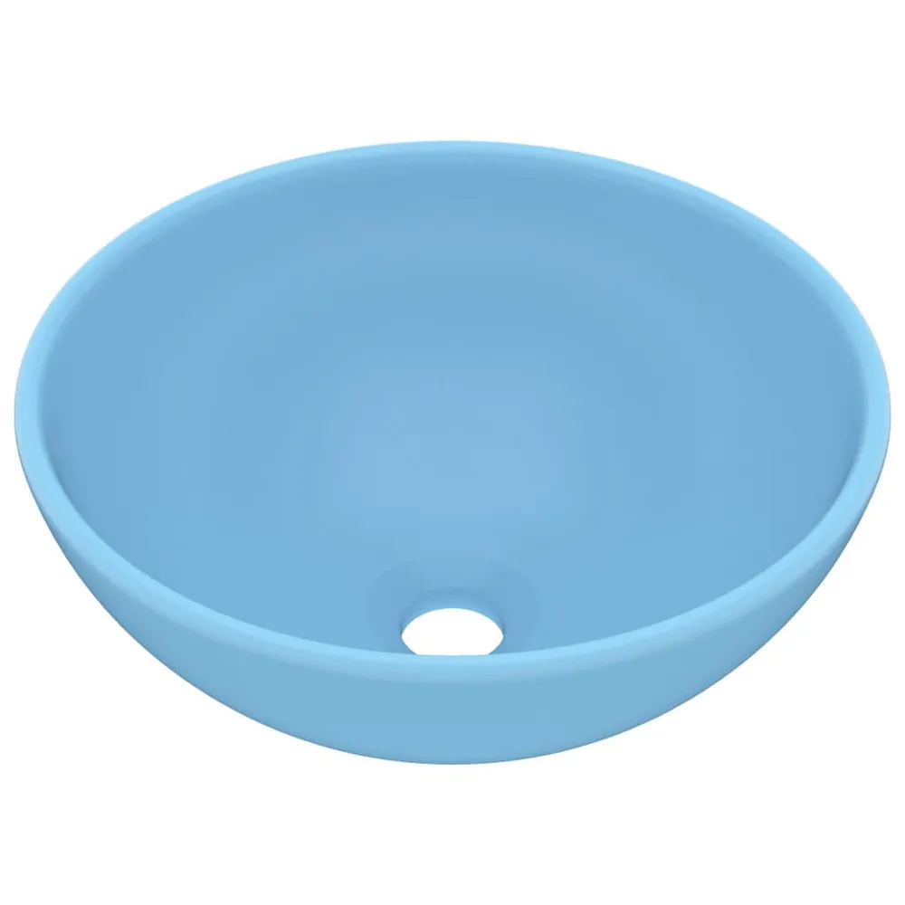 Lavabo rond de salle de bain Bleu évident mat 32,5x14cm Céramique