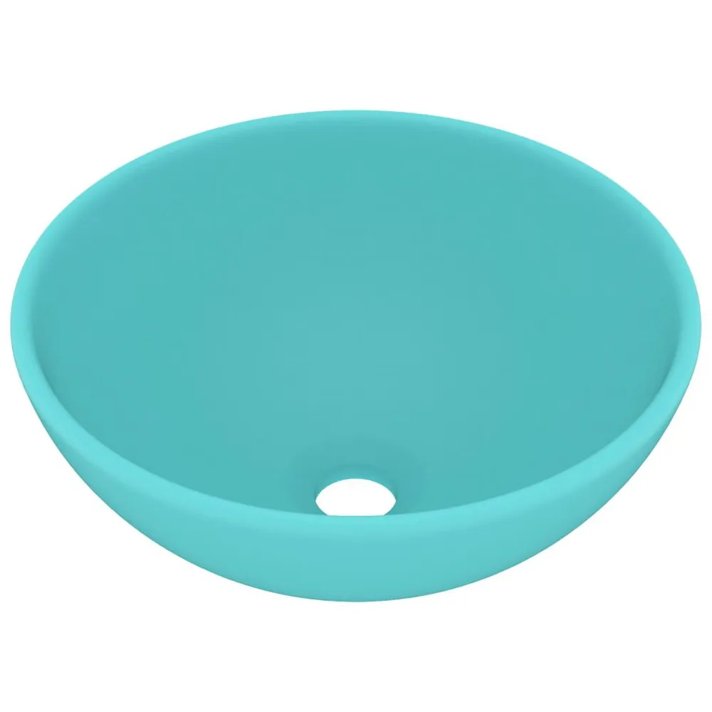 Lavabo rond de salle de bain Vert évident mat 32,5x14cm Céramique