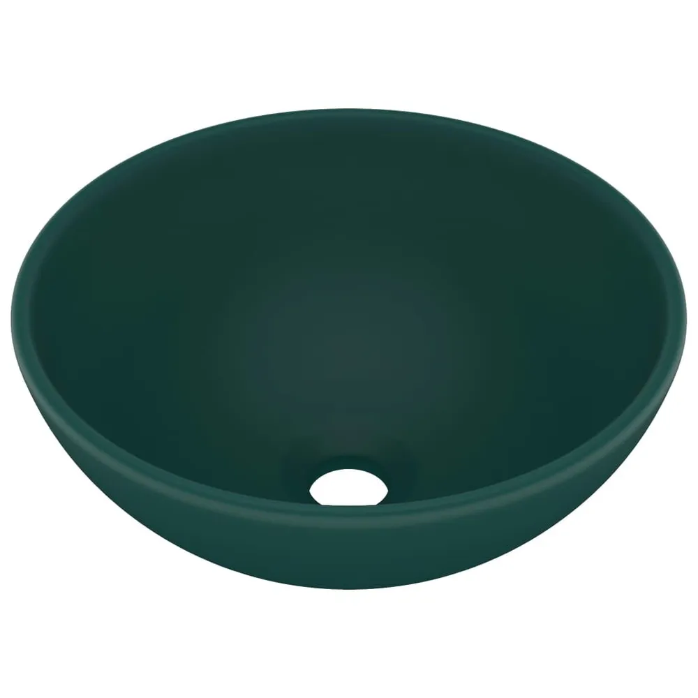 Lavabo rond de salle de bain Vert foncé mat 32,5x14cm Céramique