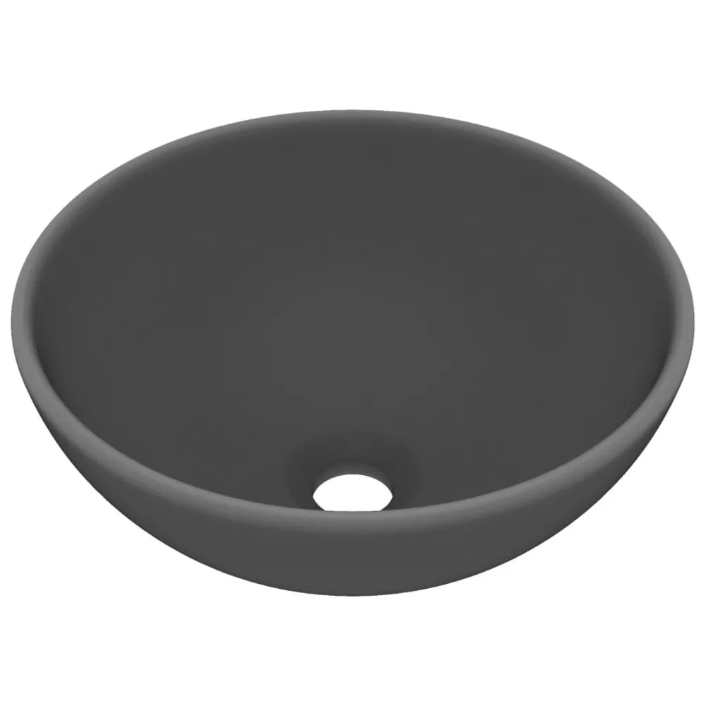 Lavabo rond de luxe de salle Gris foncé mat 32,5x14cm Céramique