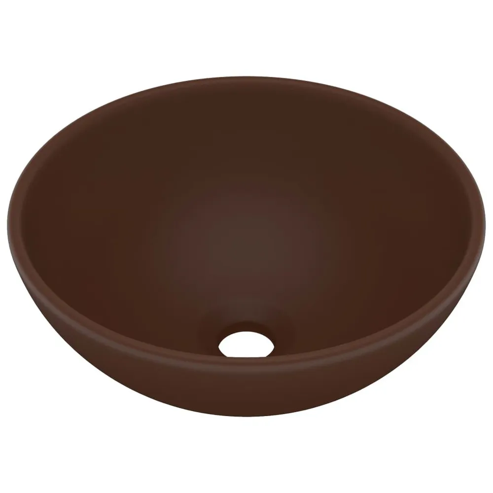 Lavabo rond salle de bain Marron foncé mat 32,5x14 cm Céramique