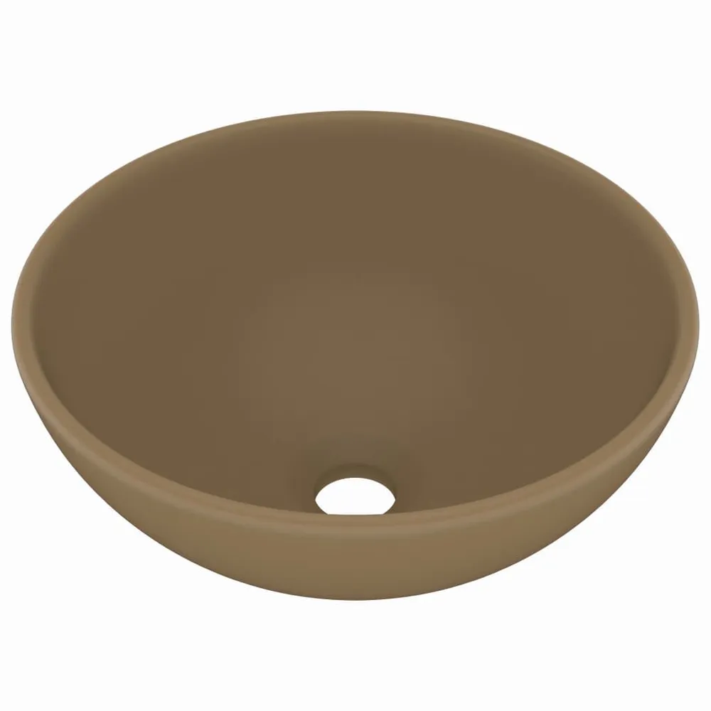 Lavabo rond de salle de bain Crème mat 32,5x14 cm Céramique