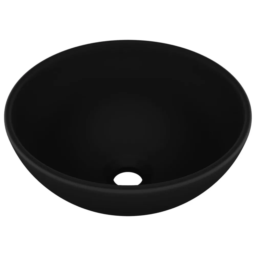 Lavabo rond de salle de bain Noir mat 32,5x14 cm Céramique