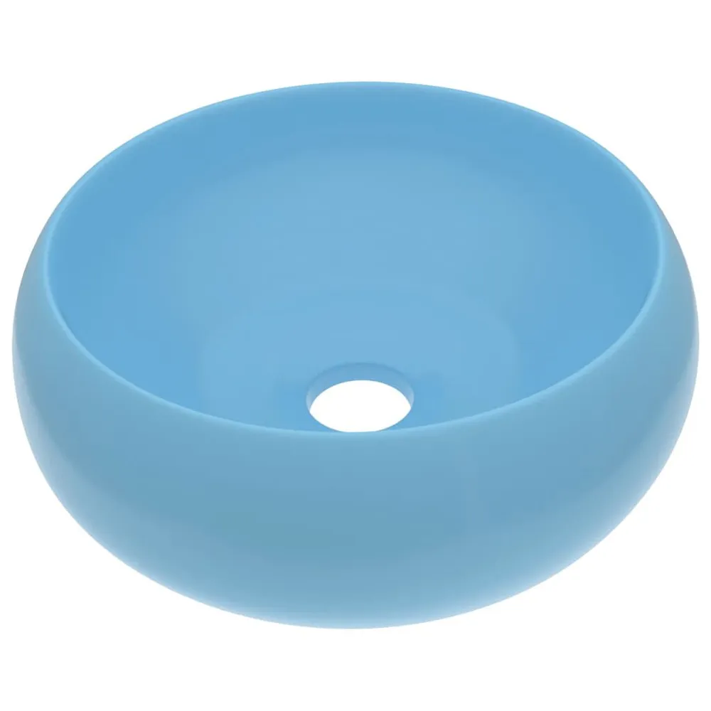 Lavabo rond de luxe Bleu évident mat 40x15 cm Céramique