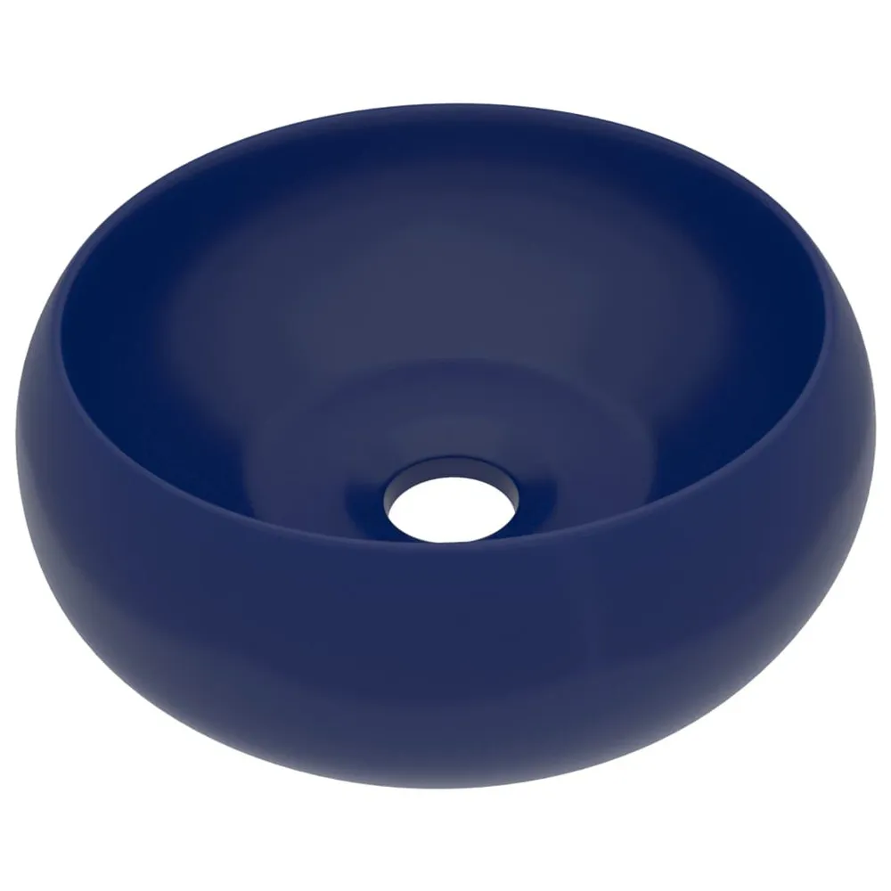 Lavabo rond de luxe Bleu foncé mat 40x15 cm Céramique