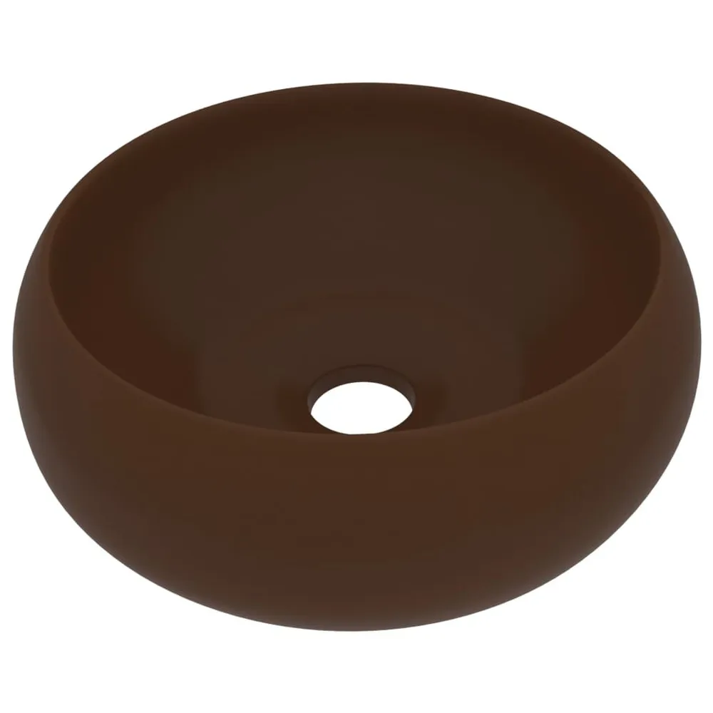 Lavabo rond de luxe Marron foncé mat 40x15 cm Céramique