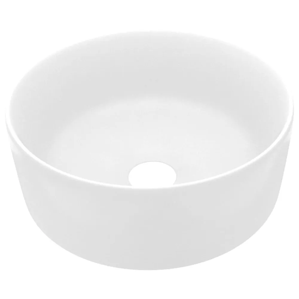 Lavabo rond de luxe Blanc mat 40x15 cm Céramique