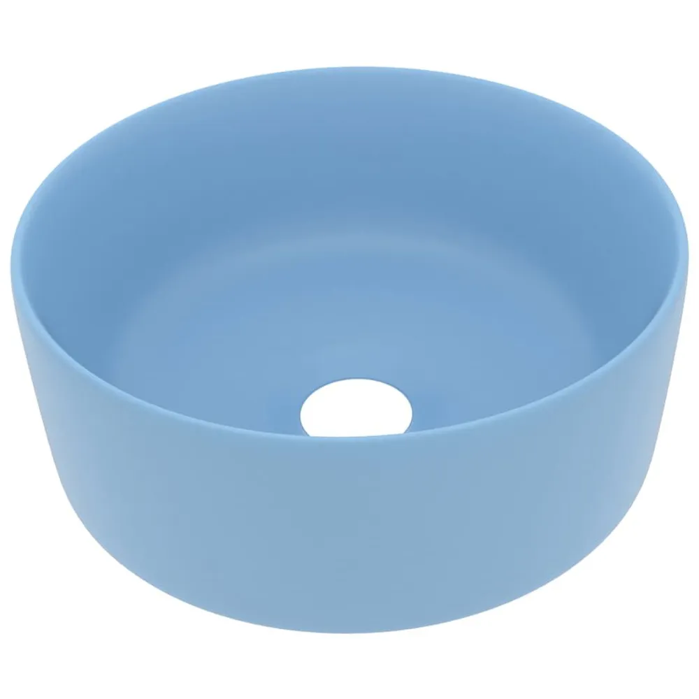 Lavabo rond de luxe Bleu évident mat 40x15 cm Céramique