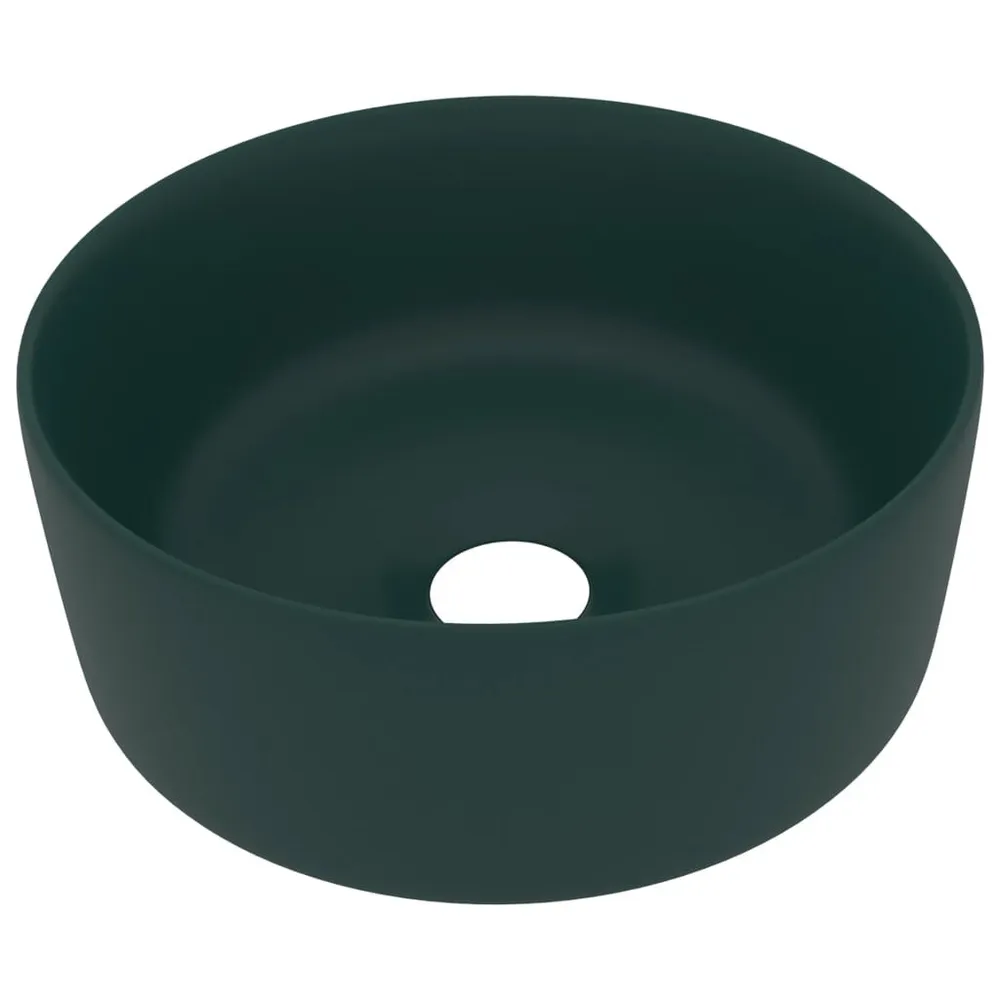 Lavabo rond de luxe Vert foncé mat 40x15 cm Céramique