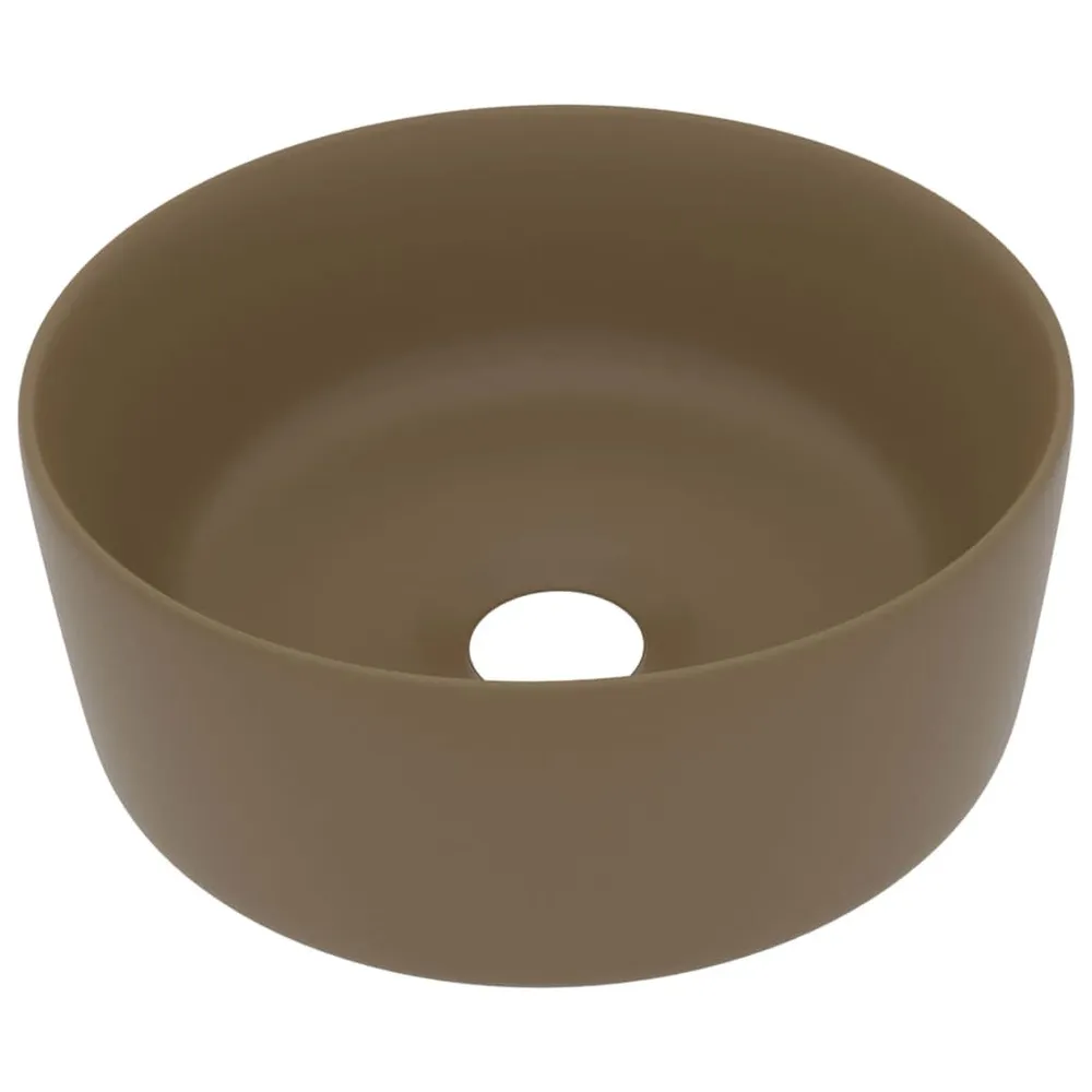 Lavabo rond de luxe Crème mat 40x15 cm Céramique