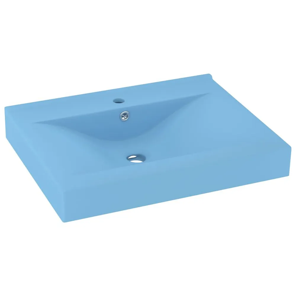 Lavabo avec trou de robinet Bleu évident mat 60x46 cm Céramique