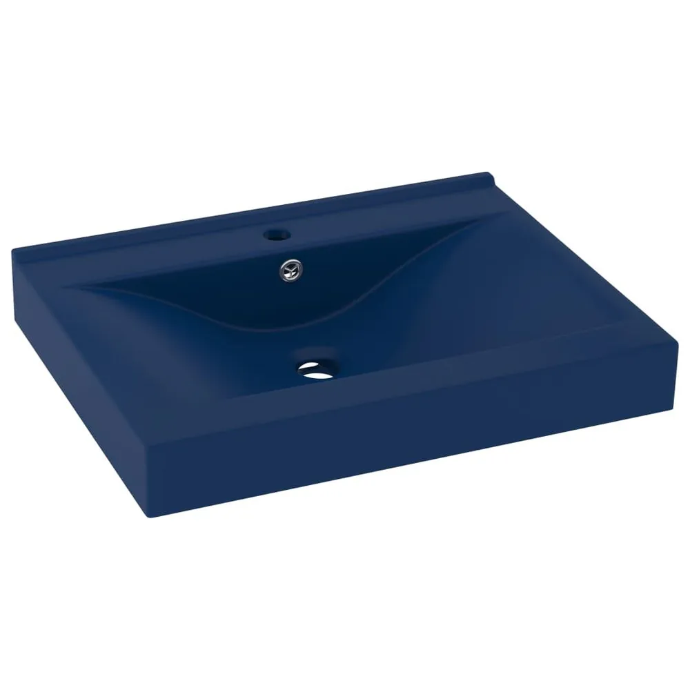 Lavabo avec trou de robinet Bleu foncé mat 60x46 cm Céramique