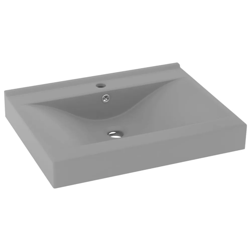 Lavabo avec trou de robinet Gris évident mat 60x46 cm Céramique