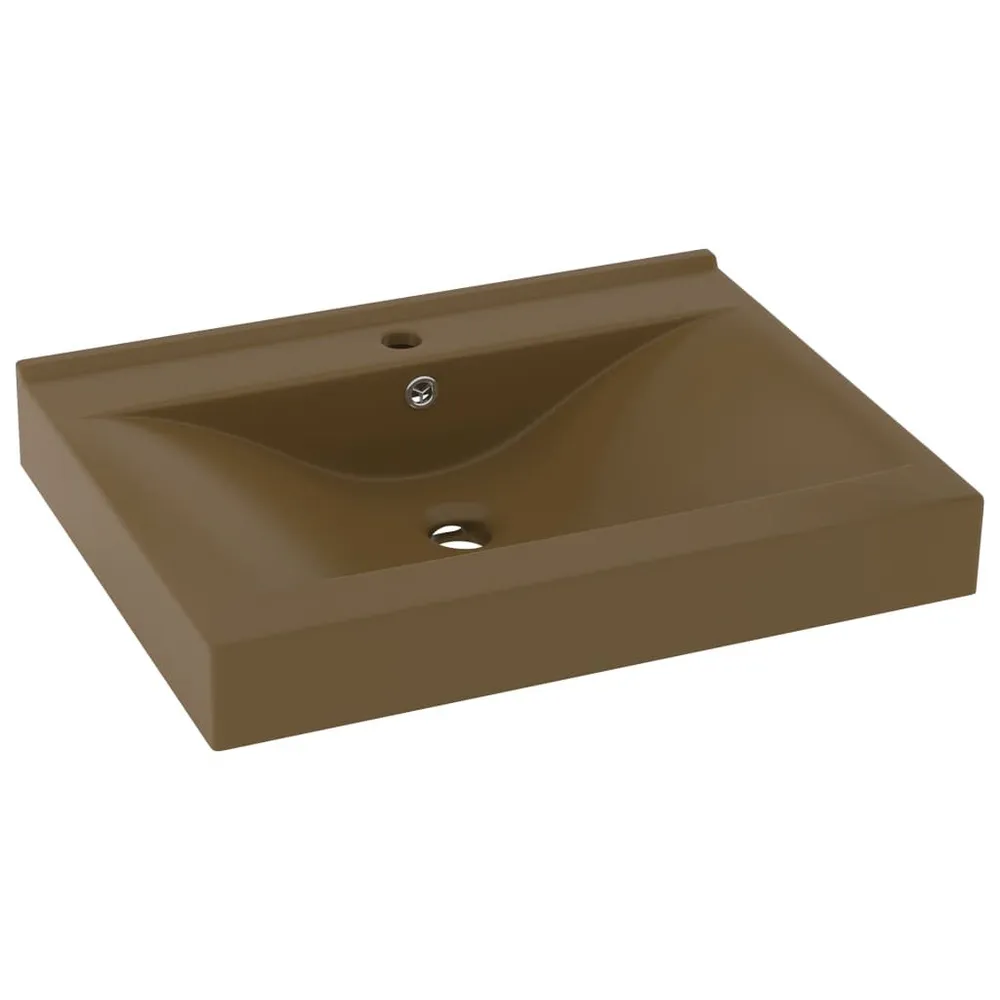 Lavabo avec trou de robinet Crème mat 60x46 cm Céramique