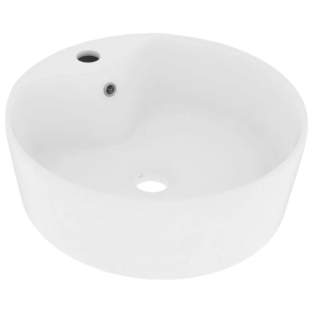 Lavabo de luxe avec trop-plein Blanc mat 36x13 cm Céramique