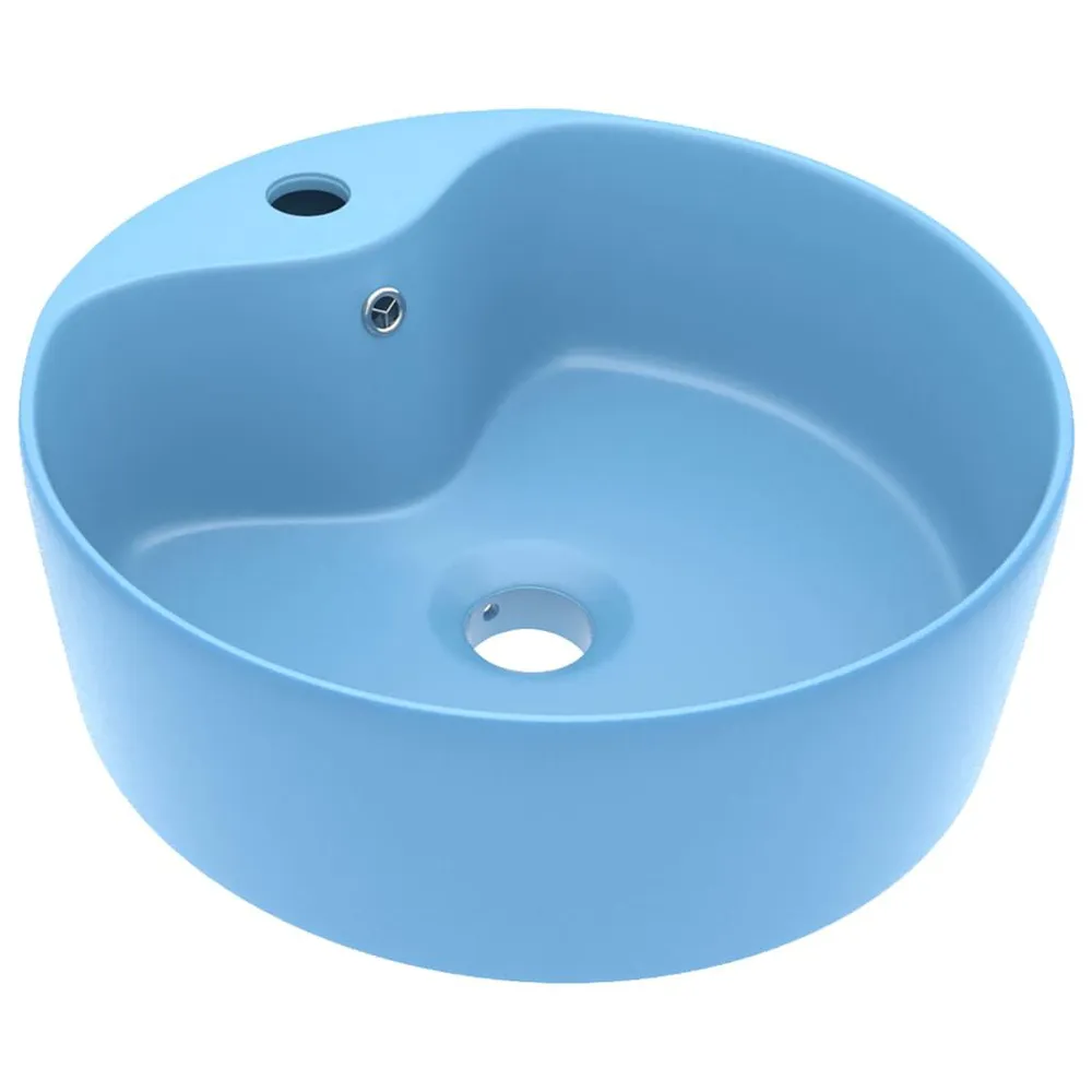 Lavabo de luxe avec trop-plein Bleu évident mat 36x13cm Céramique