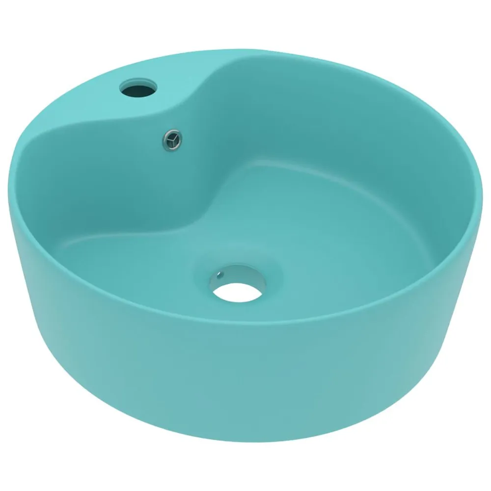 Lavabo de luxe avec trop-plein Vert évident mat 36x13cm Céramique