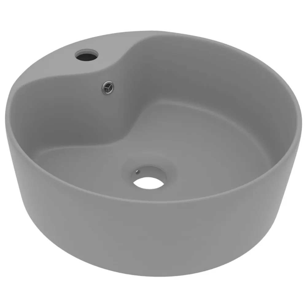 Lavabo de luxe avec trop-plein Gris évident mat 36x13cm Céramique