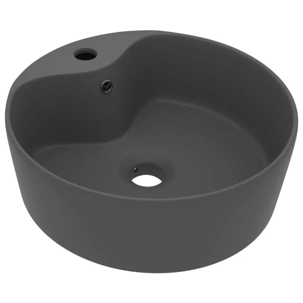 Lavabo de luxe avec trop-plein Gris foncé mat 36x13cm Céramique