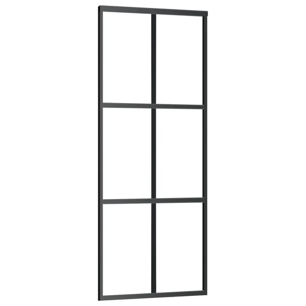 Porte coulissante Verre ESG et aluminium 76x205 cm Noir