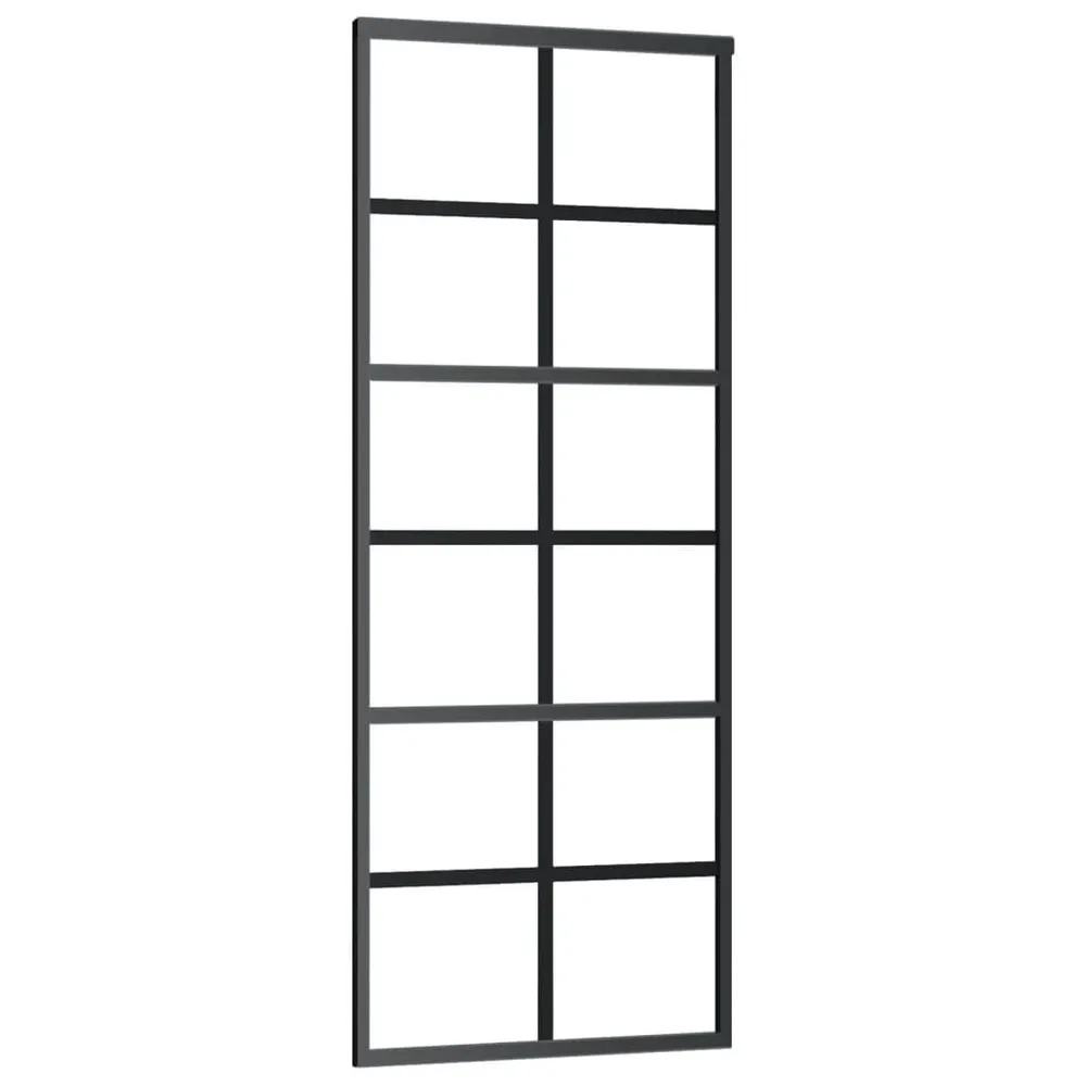 Porte coulissante Verre ESG et aluminium 76x205 cm Noir