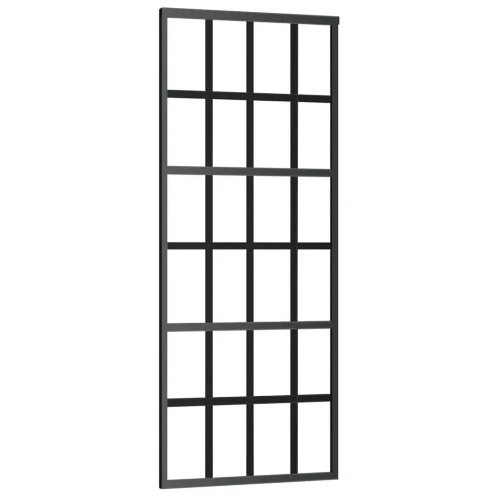 Porte coulissante Verre ESG et aluminium 76x205 cm Noir