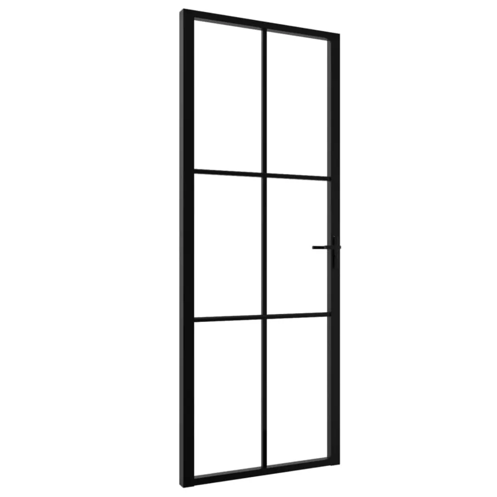 Porte intérieure Verre ESG et aluminium 76x201,5 cm Noir