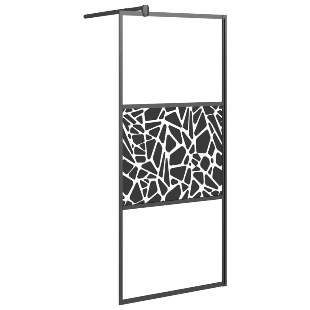 Paroi de douche 80x195 cm Verre ESG avec design de pierre Noir