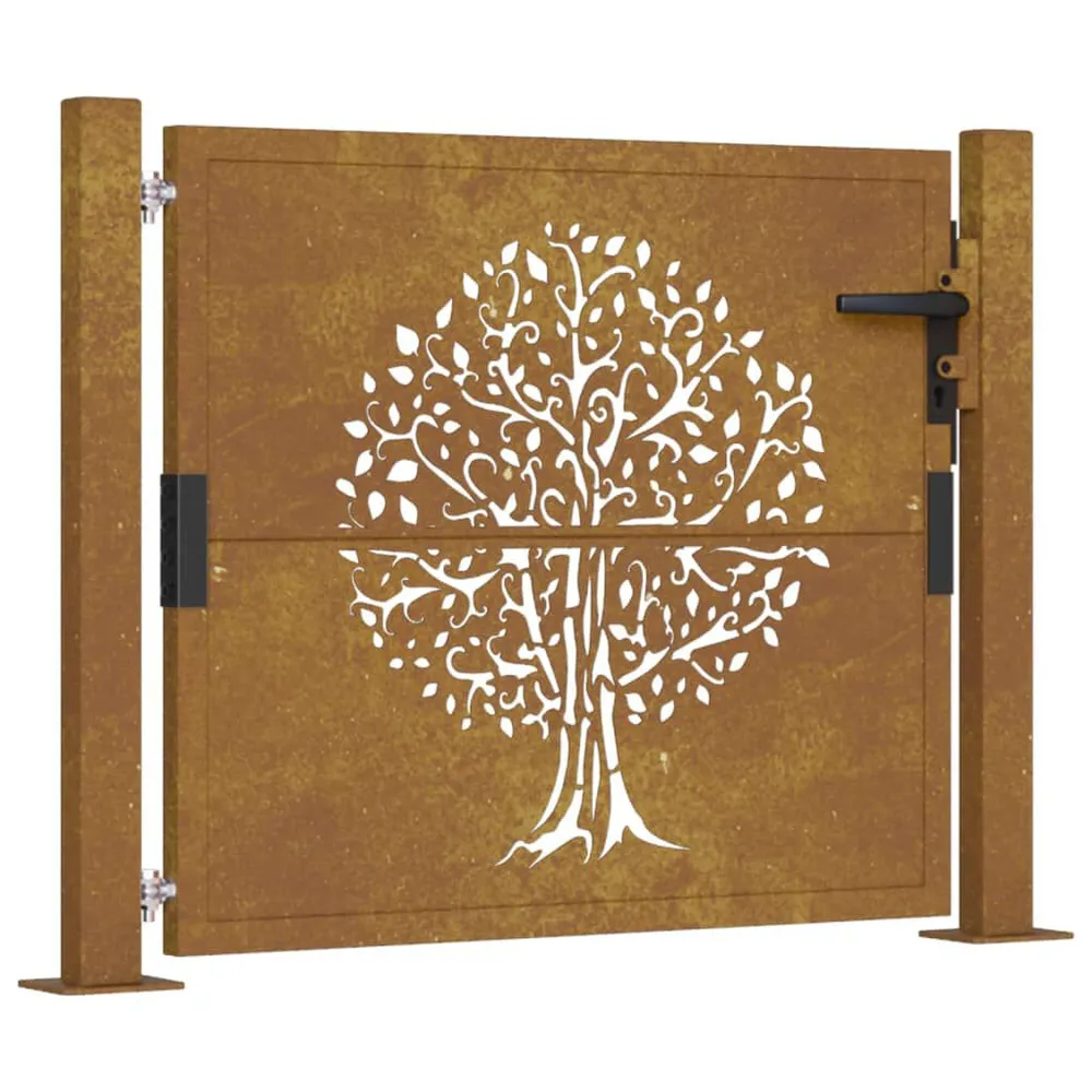 Portail de jardin 105x105 cm acier corten conception de l'arbre