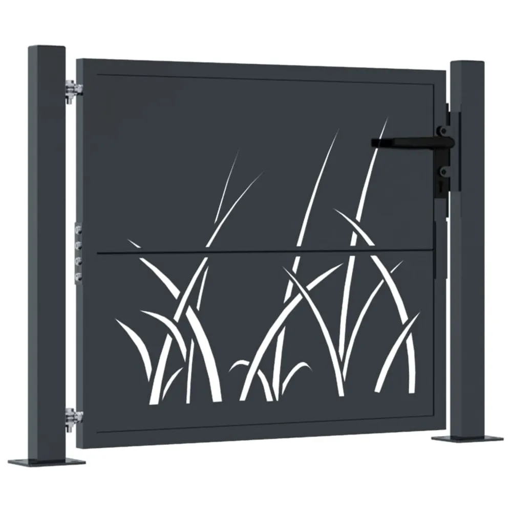 Portail de jardin anthracite 105x105cm acier conception d'herbe