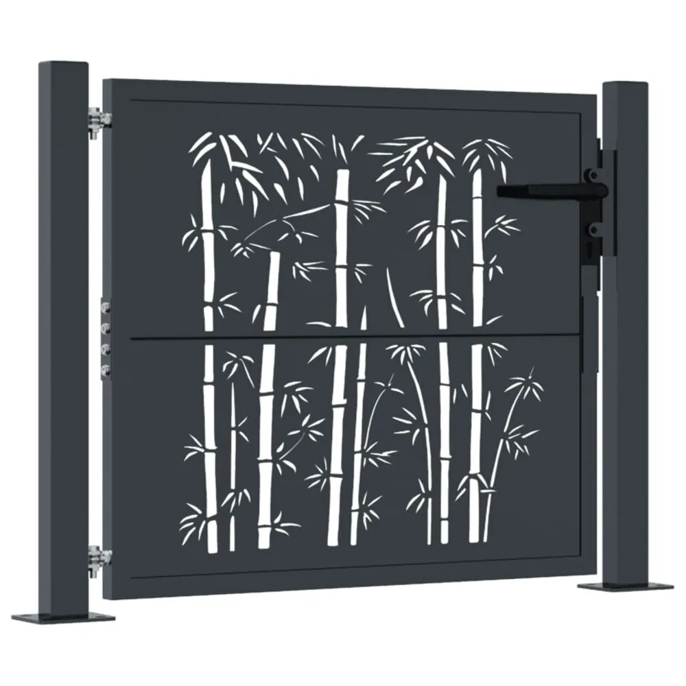 Portail de jardin anthracite 105x105 cm acier design de bambou