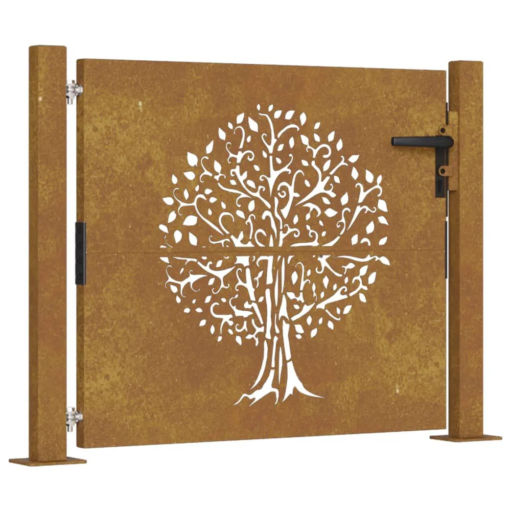 Portail de jardin 105x105 cm acier corten conception de l'arbre