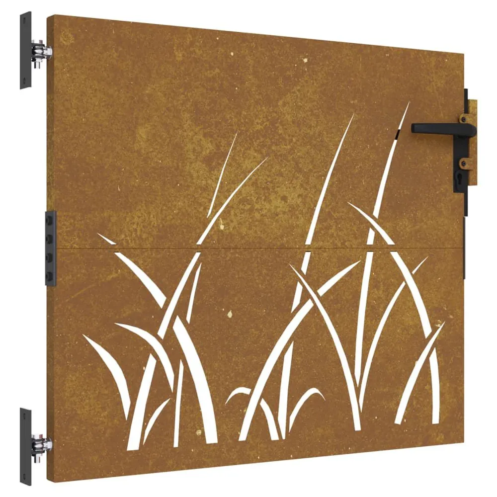 Portail de jardin 85x100 cm acier corten conception d'herbe